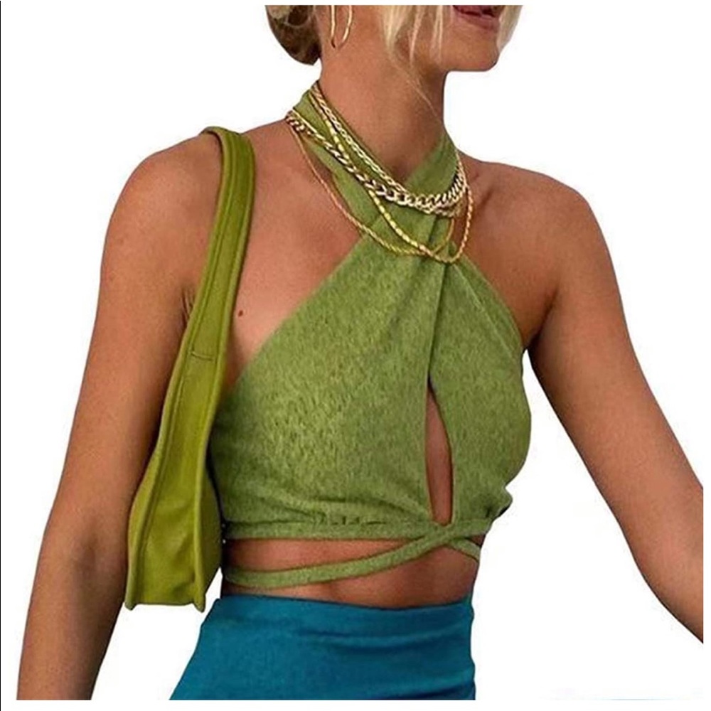 Y2K Sexy Bandage Halter Crop Tank Sleeveless
